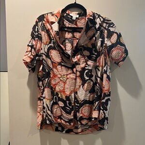 Topshop Floral Print Women camp shirt size 4